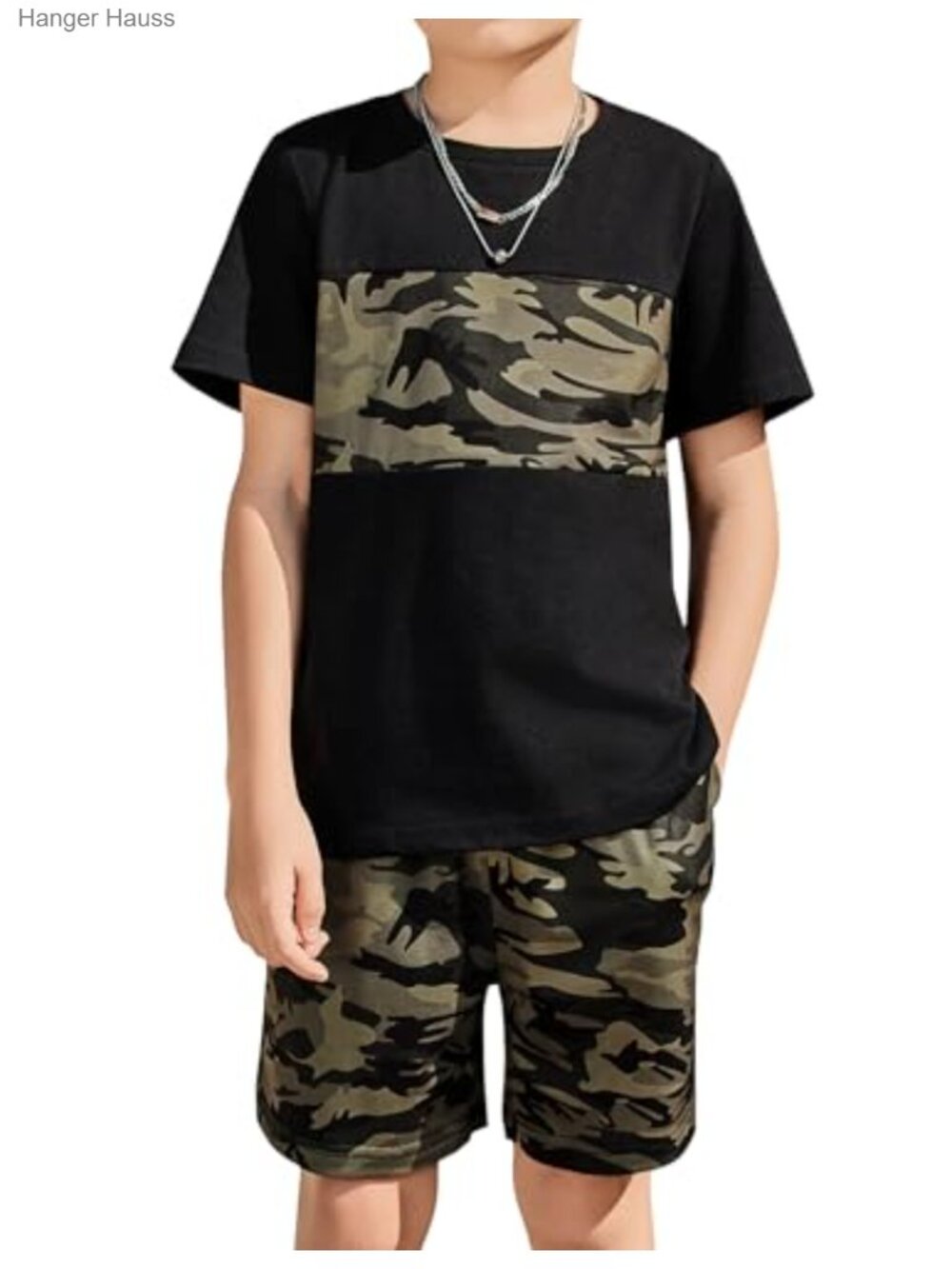 Boys 2-Piece Color Block T-Shirt and Shorts Set, Cotton Blend, Machine Washable